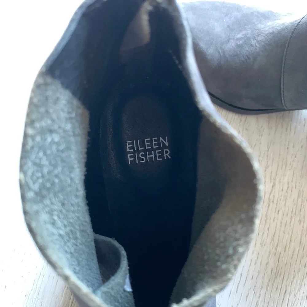 Eileen Fisher‎ Women Suede Tag Wrap-Snap Black Leather Ankle Booties Sz 6